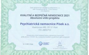 Psychiatrická nemocnice Písek - aktuality - Kvalitní a bezpečná nemocnice roku 2021